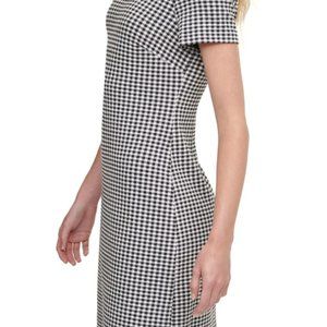 Calvin Klein Stretch Check Short Sleeve Dress Size 14